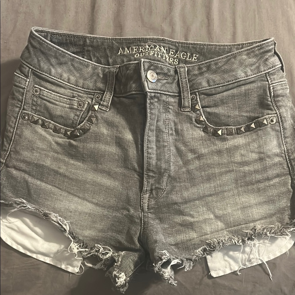 American Eagle Outfitters Distressed Gray Jean Shorts